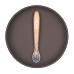 SILICON. Σετ φαγητού 2 τεμαχίων πιάτο-κουτάλι (πορτοκαλί-μωβ μελιτζάνας) - Image 2